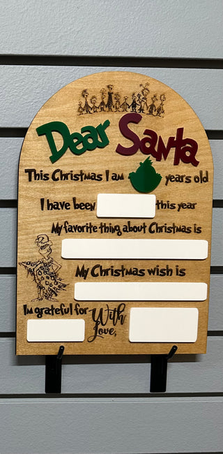 Dear Santa Christmas Board - Grinch Theme