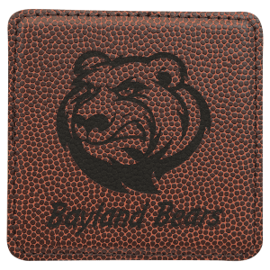 4" x 4" Square Football Laserable Leatherette Coaster