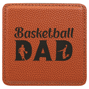 4" x 4" Square Basketball Laserable Leatherette Coaster