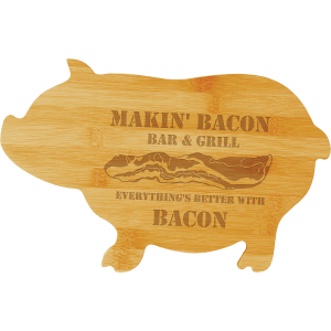 13 3/4" x 8 3/4" Bamboo Pig Shaped Cutting Board