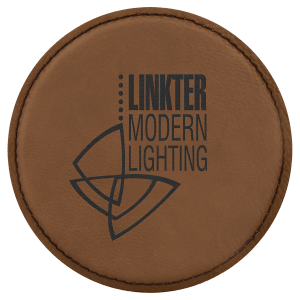 4" Round Dark Brown Laserable Leatherette Coaster