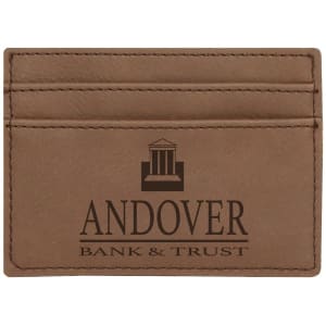 4" x 2 3/4" Dark Brown Laserable Leatherette Wallet Clip