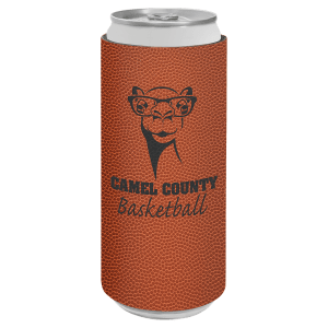 Basketball Laserable Leatherette Slim Beverage Holder