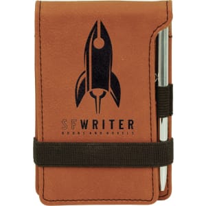 3 1/4" x 4 3/4" Rawhide Laserable Leatherette Mini Notepad with Pen