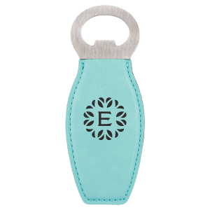 Teal Laserable Leatherette Bottle Opener with Magnet