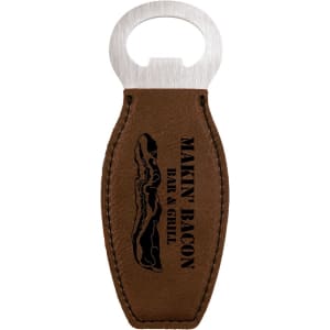 Dark Brown Laserable Leatherette Bottle Opener with Magnet