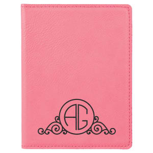 4 1/4" x 5 1/2" Pink Laserable Leatherette Passport Holder