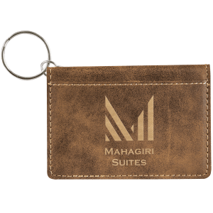 4 1/4" x 3" Rustic/Gold Laserable Leatherette Keychain ID Holder