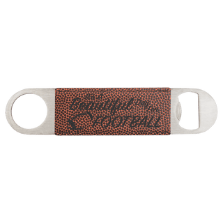 1 1/2" x 7" Football Laserable Leatherette Bottle Opener