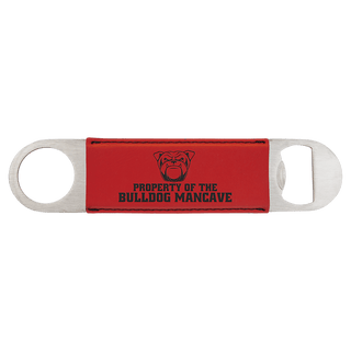 1 1/2" x 7" Red Laserable Leatherette Bottle Opener