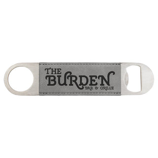 1 1/2" x 7" Gray Laserable Leatherette Bottle Opener