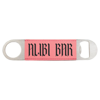 1 1/2" x 7" Pink Laserable Leatherette Bottle Opener