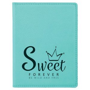 4 1/4" x 5 1/2" Teal Laserable Leatherette Passport Holder