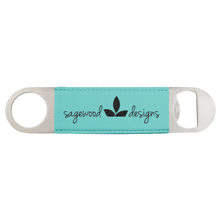 1 1/2" x 7" Teal Laserable Leatherette Bottle Opener