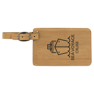 4 1/4" x 2 3/4" Bamboo Laserable Leatherette Luggage Tag