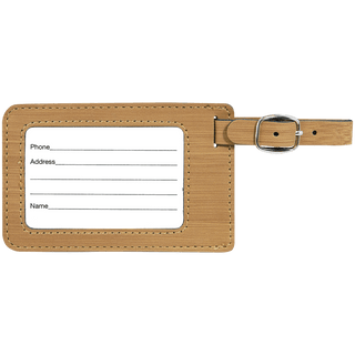 4 1/4" x 2 3/4" Bamboo Laserable Leatherette Luggage Tag