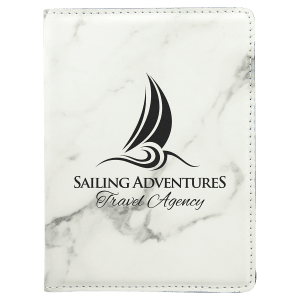 4 1/4" x 5 1/2" White Marble Laserable Leatherette Passport Holder