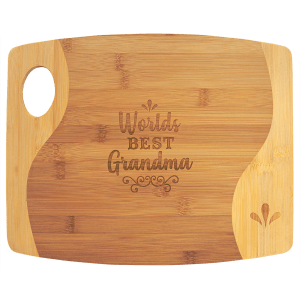 13 3/4" x 11" x 5/16" Bamboo Two Tone Cutting Board with Handle