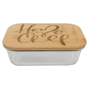 35 oz. Rectangle Glass Container with Bamboo Lid