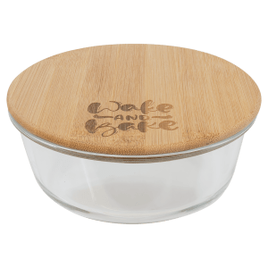 32 oz. Round Glass Container with Bamboo Lid