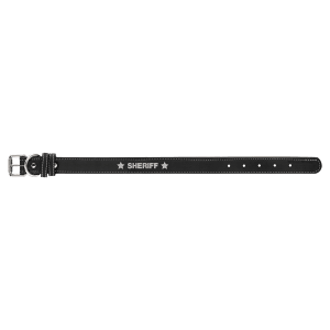 Small 15" x 3/4" Black/Silver Laserable Leatherette Dog Collar