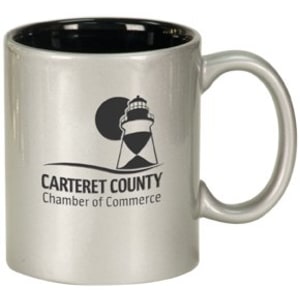 11 oz. Silver/Black Ceramic Round LazerMug