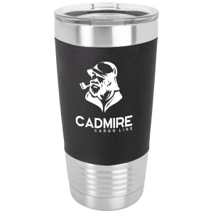 Polar Camel 20 oz. Black/White Tumbler with Silicone Grip and Clear Lid