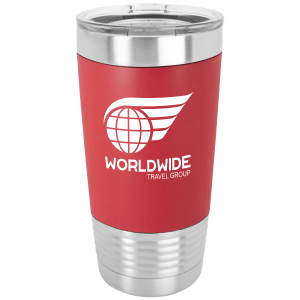 Polar Camel 20 oz. Red/White Tumbler with Silicone Grip and Clear Lid