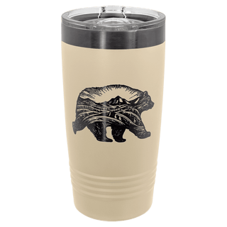 Polar Camel 20 oz. Warm Sand/Ghost Black ION-Plated Ringneck Tumbler with Slider Lid