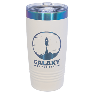 Polar Camel 20 oz. White/Prism ION-Plated Ringneck Tumbler with Slider Lid