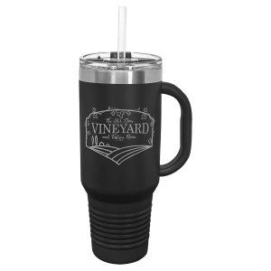 Polar Camel 40 oz. Black Travel Mug with Handle, Straw Included