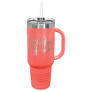 Polar Camel 40 oz. Coral Travel Mug with Handle, Straw Included