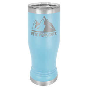 Light Blue 14oz. Polar Camel Pilsner with Clear Lid