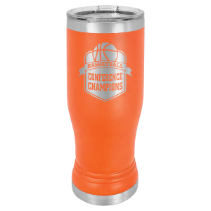 Orange 14 oz. Polar Camel Pilsner with Clear Lid