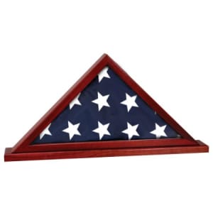 25 1/2" x 12 3/4" Rosewood Finish Flag Display Case with Base Attached